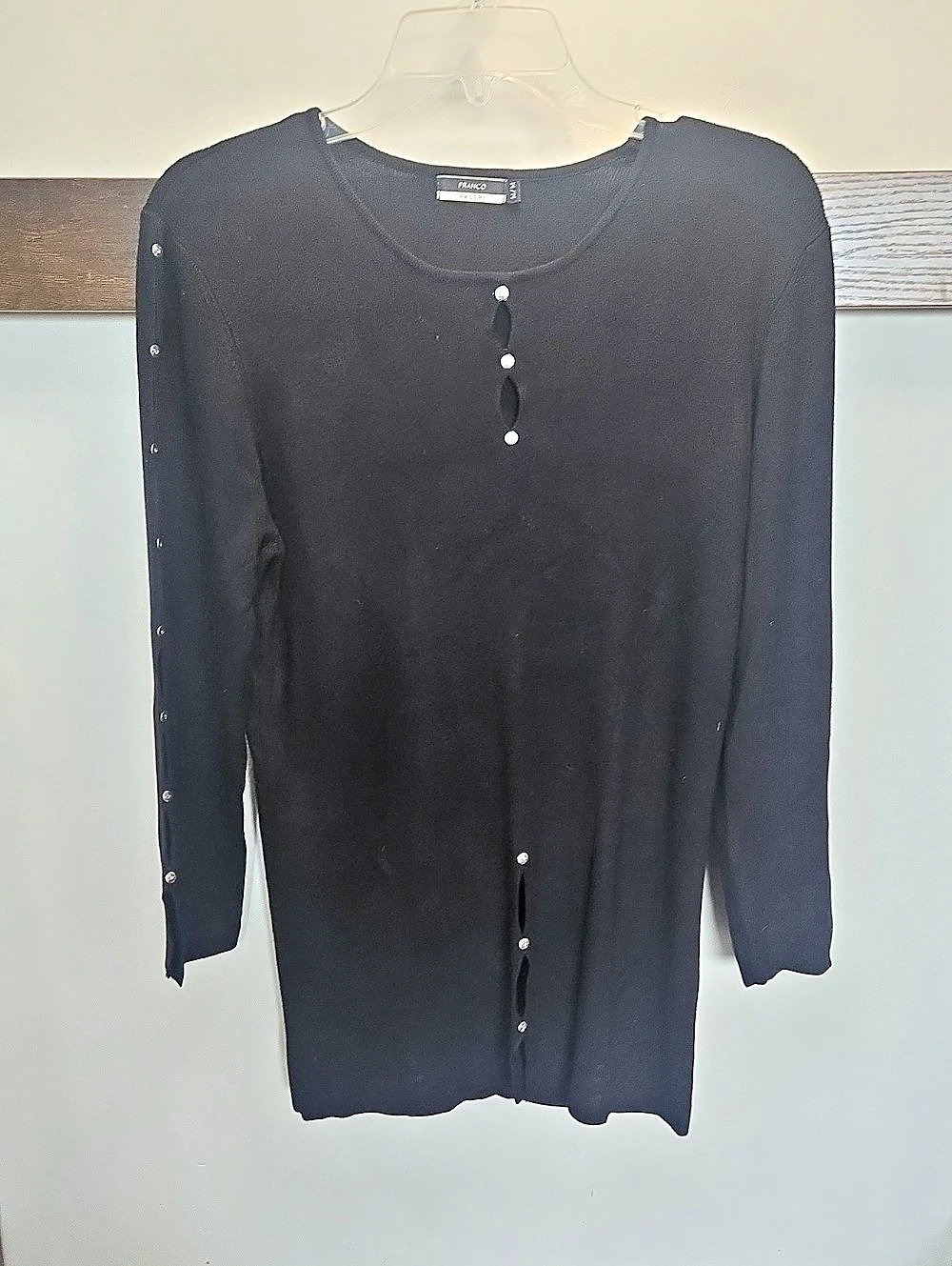 Franco Valeri Black Button-Front Sweater Size Medium